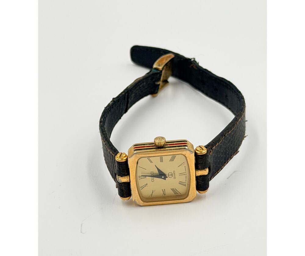 Vintage Swiss Gucci Gold Plated Women Ladies Watch For Parts Or Repair